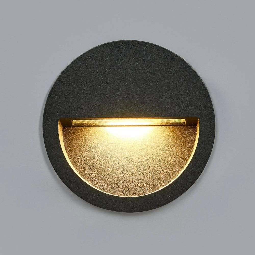Lucande Lámparas Loya Round Exterior Luz De Pared Empotrada Dark Grey - Lucande 2 Lucande Lámparas Loya Round Exterior Luz De Pared Empotrada Dark Grey - Lucande - Imagen 2