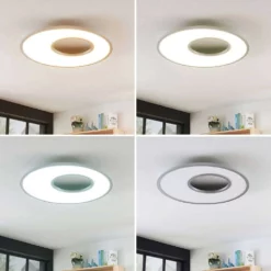 Lucande Lámparas Durun Lámpara De Techo Ø60 White/Silver - Lucande -Lucande 42510965596203