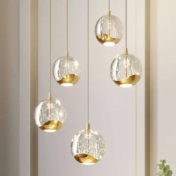 Lucande Lámparas Hayley 5 Lámpara Colgante Clear/Gold - Lucande -Lucande 42510965624776