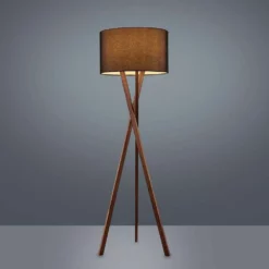 Lucande Lámparas Auriane Lámpara De Pie Black/Walnut - Lucande -Lucande 42510965778225