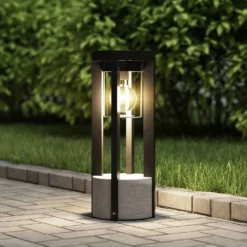 Lucande Lámparas Kalisa Round Lámpara Exterior/Jardín H42 Dark Grey - Lucande -Lucande 4251911703481lucande overa sockelleuchte rund e273