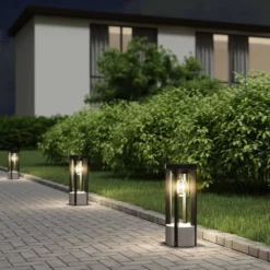 Lucande Lámparas Kalisa Round Lámpara Exterior/Jardín H42 Dark Grey - Lucande -Lucande 4251911703481lucande overa sockelleuchte rund e274