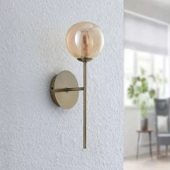 Lucande Lámparas Wynina 1 Aplique De Pared Brass/Amber - Lucande -Lucande 42519117044403