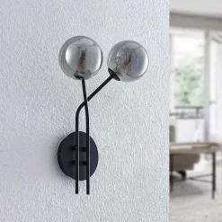 Lucande Lámparas Wynina 2 Aplique De Pared Black/Smoke - Lucande -Lucande 42519117044573