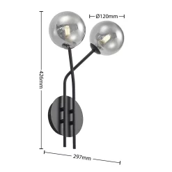 Lucande Lámparas Wynina 2 Aplique De Pared Black/Smoke - Lucande -Lucande 42519117044574