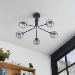 Lucande Lámparas Wynina 5 Lámpara De Techo Black/Smoke - Lucande -Lucande 42519117044713