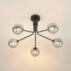 Lucande Lámparas Wynina 5 Lámpara De Techo Black/Smoke - Lucande -Lucande 42519117044715