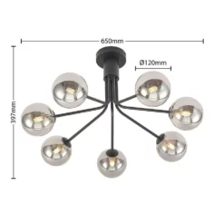 Lucande Lámparas Wynina 7 Lámpara De Techo Black/Smoke - Lucande -Lucande 42519117044953