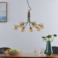 Lucande Lámparas Wynina Lámpara Colgante Brass/Amber - Lucande -Lucande 42519117045253