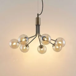 Lucande Lámparas Wynina Lámpara Colgante Brass/Amber - Lucande -Lucande 42519117045254