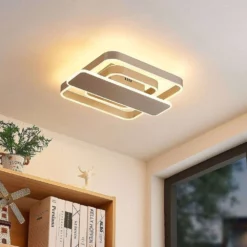 Lucande Lámparas Linetti Square 40 Lámpara De Techo Nickel - Lucande -Lucande 42519117108163