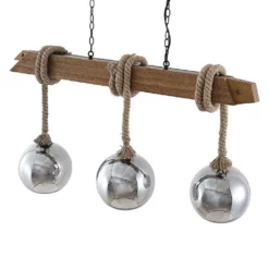 Lucande Lámparas Mevan 3 Lámpara Colgante Wood/Smoke - Lucande