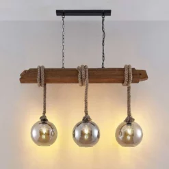 Lucande Lámparas Mevan 3 Lámpara Colgante Wood/Smoke - Lucande -Lucande 42519117112884