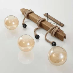Lucande Lámparas Mevan 3 Lámpara Colgante Wood/Amber - Lucande -Lucande 42519117112957