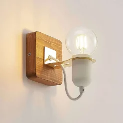 Lucande Lámparas Becky Aplique De Pared White/Wood - Lucande -Lucande 42519117120564