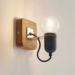 Lucande Lámparas Becky Aplique De Pared Black/Wood - Lucande -Lucande 42519117120635