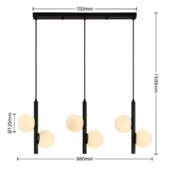 Lucande Lámparas Emarin 3 Lámpara Colgante Black/Opal - Lucande -Lucande 42519117130603