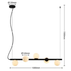 Lucande Lámparas Emarin Long Lámpara Colgante Black/Opal - Lucande -Lucande 42519117130843