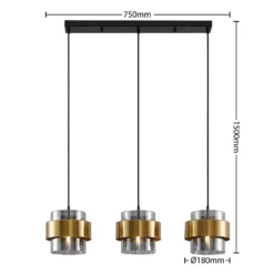 Lucande Lámparas Ikibare 3 Lámpara Colgante Black/Brass/Smoke - Lucande 9 Lucande Lámparas Ikibare 3 Lámpara Colgante Black/Brass/Smoke - Lucande -Lucande 42519117132204
