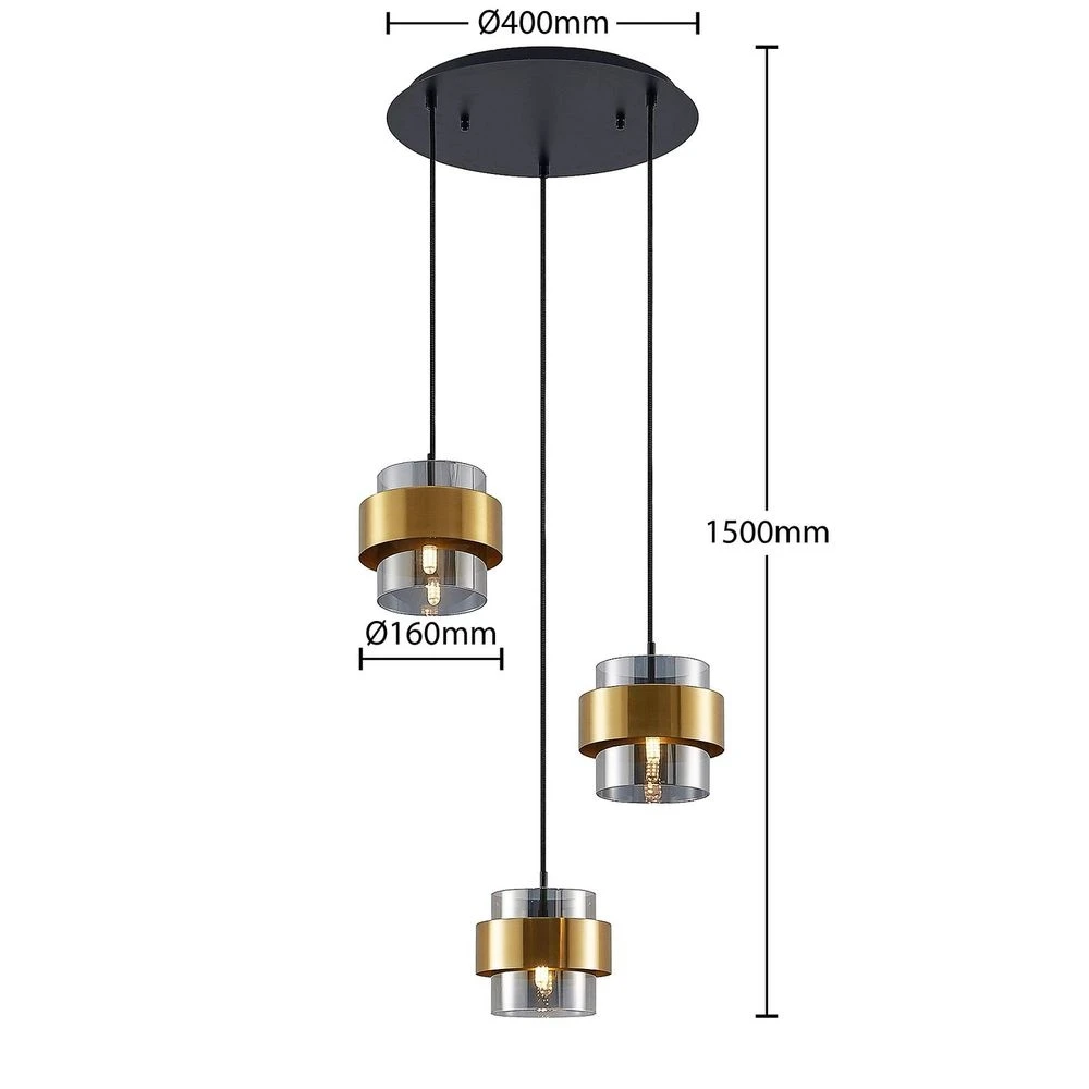 Lucande Lámparas Ikibare Cluster Lámpara Colgante Black/Brass/Smoke - Lucande 3 Lucande Lámparas Ikibare Cluster Lámpara Colgante Black/Brass/Smoke - Lucande - Imagen 3