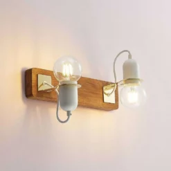 Lucande Lámparas Becky Aplique De Pared Wood/White/Brass - Lucande -Lucande 42519117136714