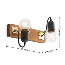 Lucande Lámparas Becky Aplique De Pared Wood/Black/Brass - Lucande -Lucande 42519117136883