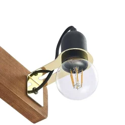Lucande Lámparas Becky Aplique De Pared Wood/Black/Brass - Lucande -Lucande 42519117136885