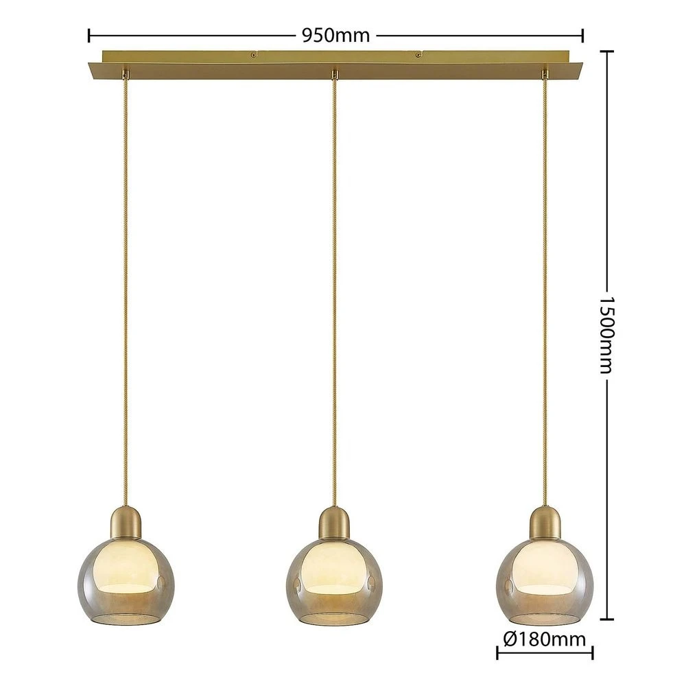 Lucande Lámparas Mylah 3 Lámpara Colgante L18 Brass - Lucande 3 Lucande Lámparas Mylah 3 Lámpara Colgante L18 Brass - Lucande - Imagen 3