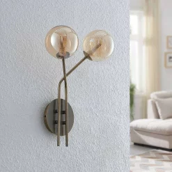 Lucande Lámparas Wynina 2 Aplique De Pared Brass/Amber - Lucande -Lucande 9627298 2